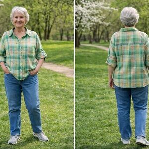 Allison Daley Green Plaid Button Down Shirt

#2008